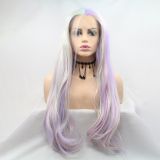Long wig ZADIRA white blond with colored strands