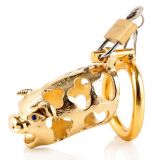 metal ox head chastity device golden   