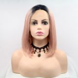 Wig ZADIRA square pink powdery short straight wig