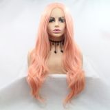 Wig ZADIRA pastel peach womens long wig with soft curls