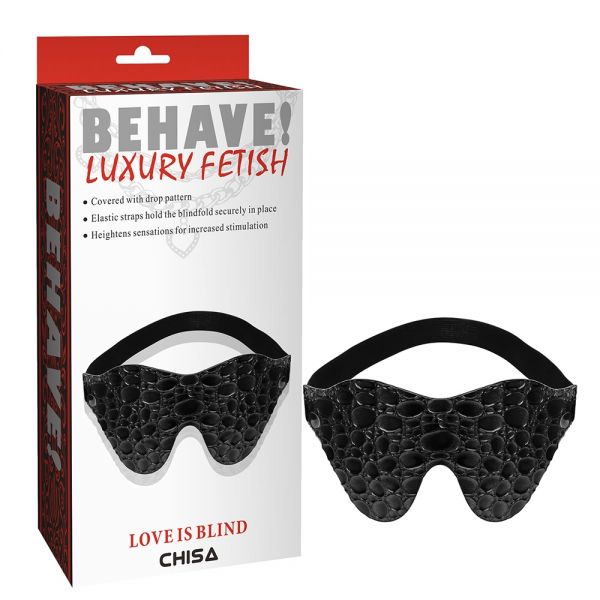 Лаковая маска на глаза черного цвета Behave! Luxury Fetish Love is Blind. Артикул: IXI59311