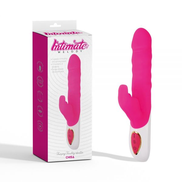 Розовый мультискоростной вибратор Thumping Thrusting Vibrator. Артикул: IXI59396