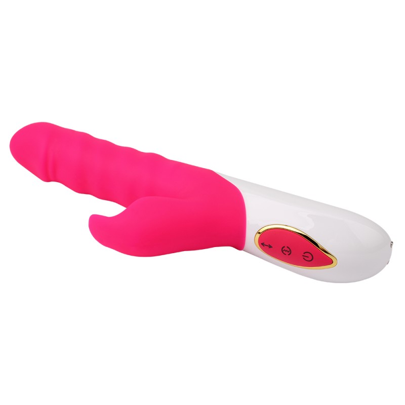 Розовый мультискоростной вибратор Thumping Thrusting Vibrator. Артикул: IXI59396