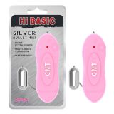 Pink vibrating bullet with Silver Bullet Mini remote control