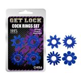 A set of blue cock rings of different shapes Cock Rings Set