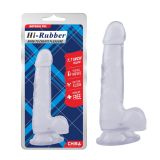 Transparent dildo with scrotum on suction cup 7.7 Inch Dildo