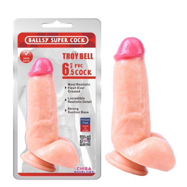 Фаллоимитатор на присоске с красной головкой Troy Bell 6.5 Dildo. Артикул: IXI59680