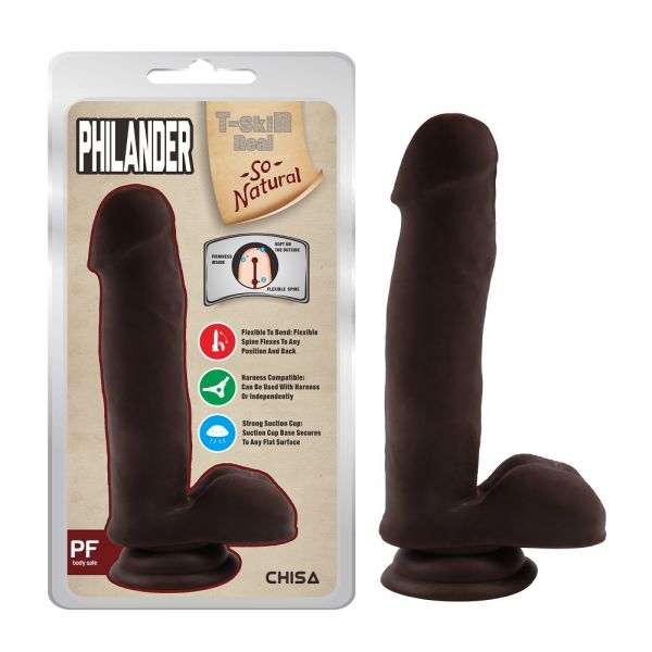 Коричневый фаллоимитатор на присоске Philander. Артикул: IXI59913