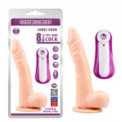 Nude vibrator on the suction cup James Deen 8.5 Vibrating Dildo
