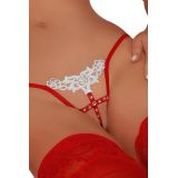 Red Timeless Elegance Peek-A-Boo Rhinestone G-string