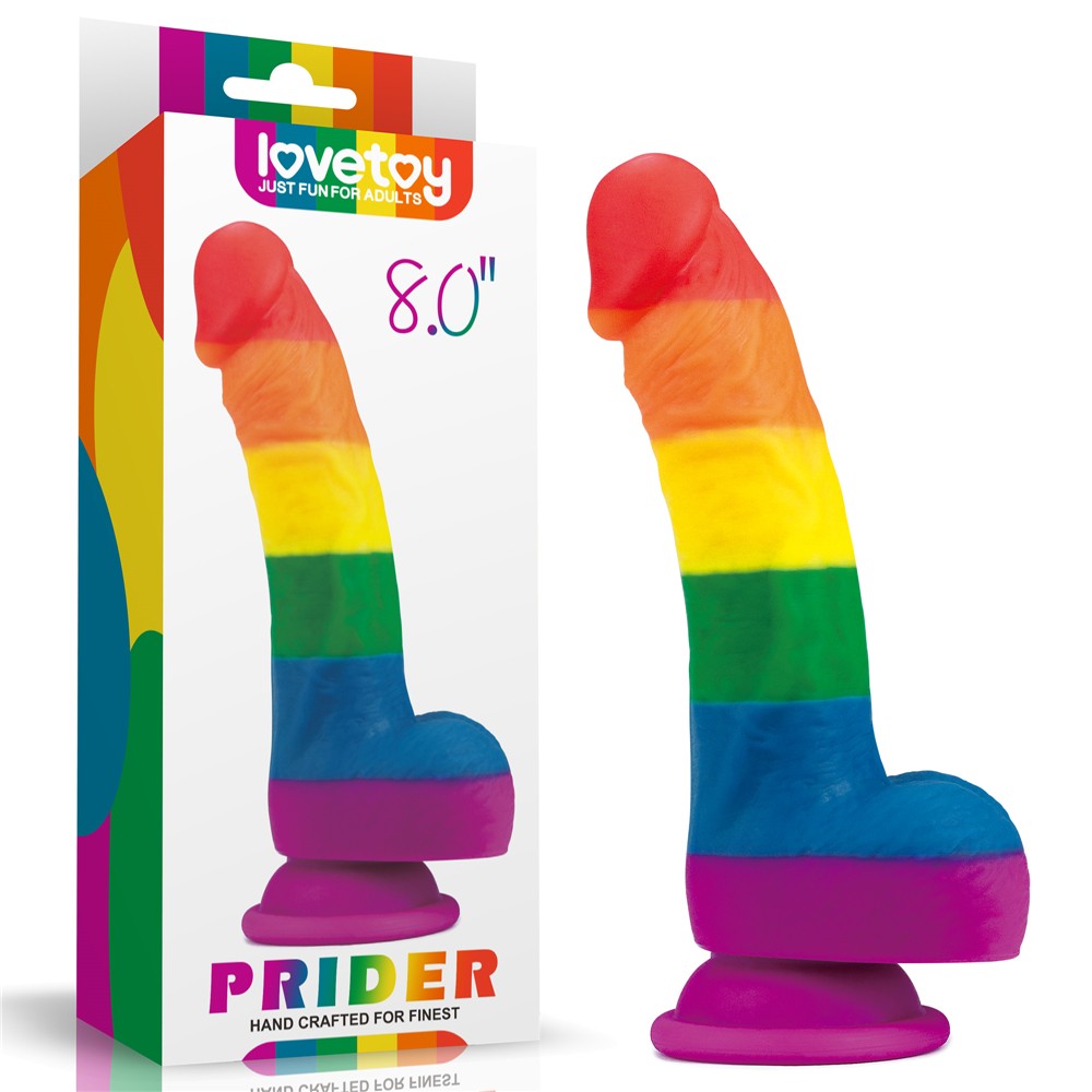 Фаллоимитатор на присоске радужный LGBT Prider Dildo 8.0. Артикул: IXI60112