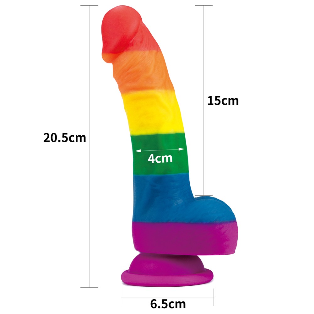 Фаллоимитатор на присоске радужный LGBT Prider Dildo 8.0. Артикул: IXI60112