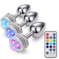 LED Remote metal anal plug