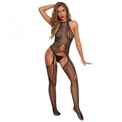 Black Fishnet Hollow Out Body Stocking
