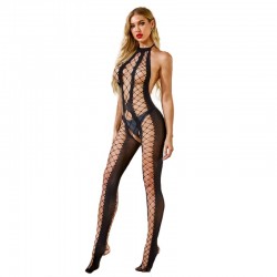 Halter Neck Fishnet Backless Hollow-out Bodystocking