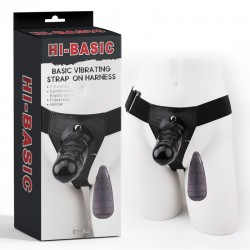 Basic Vibrating black strap-on