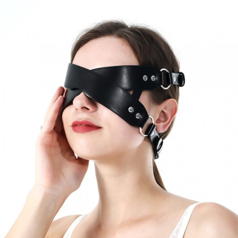 Черная маска на глаза в виде ремней Gothic Masquerade Cosplay Mask Rave Party. Артикул: IXI60430