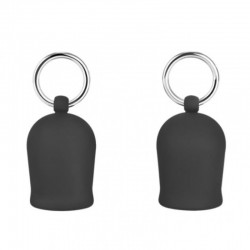A pair of black silicone suction cups on the nipples Vacuum Nipple Sucker