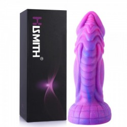 Hismith 8 Inch Curved Giant Silicone Purple Starry Animal Dildo With Suction Cup