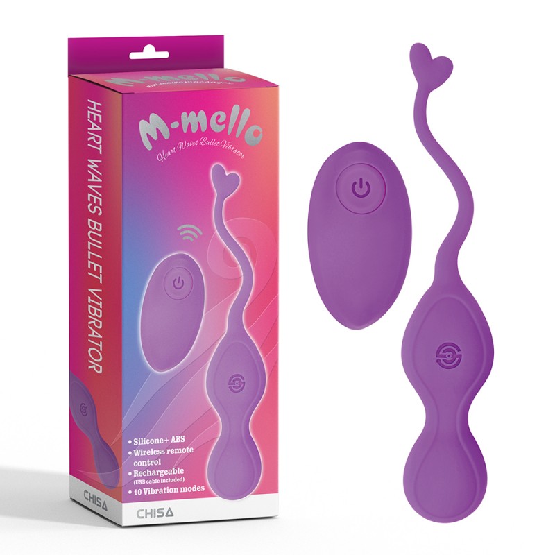 Фиолетовый вибростимулятор с хвостиком Heart Waves Bullet Vibrator. Артикул: IXI60583