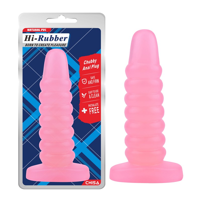 Chubby Ribbed Butt Plug Pink Hi Rubber Chubby Anal Plug. Артикул: IXI60626