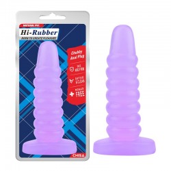 Пухлая ребристая анальная пробка фиолетовая Hi Rubber по оптовой цене