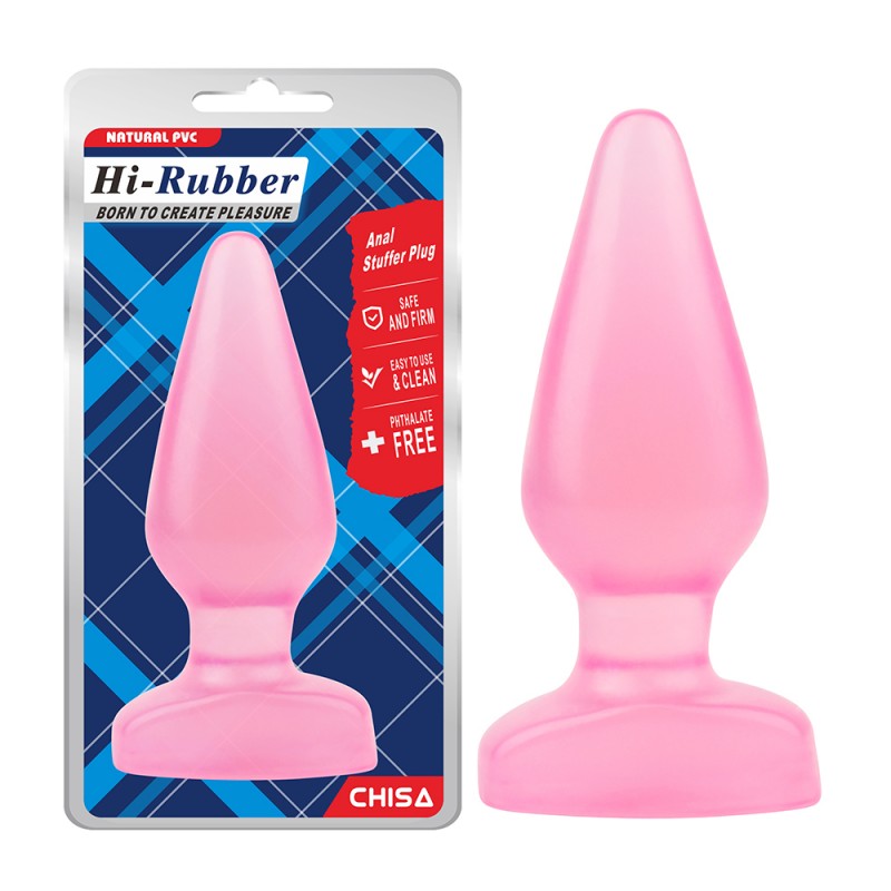 Pink butt plug with suction cup Hi Rubber. Артикул: IXI60628