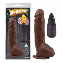 Brown suction cup vibrator with remote control Vibrating Dick 9.9