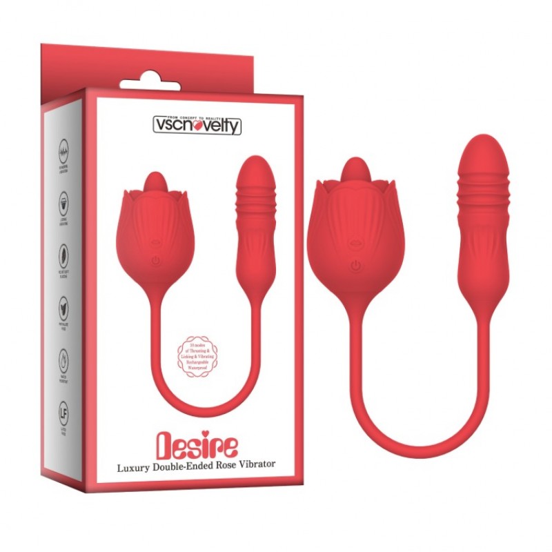 Роскошный двухсторонний вибратор Desire с розой. Артикул: IXI60654
