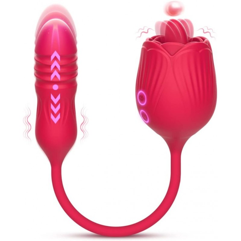 Роскошный двухсторонний вибратор Desire с розой. Артикул: IXI60654