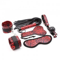 5-piece set for bdsm games black-and-red leopard Shades of Love