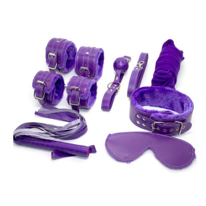 Набор для бдсм игр из 7-ми предметов с мехом фиолетовый Shades of Love. Артикул: IXI60665