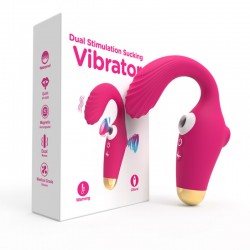 Розовый вибростимулятор Dual Stimulation Sucking Vibrator