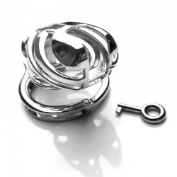 Alloy Fixed Handcuff Ring Chastity Cage   