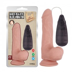 Vibrator with suction cup and remote control Basics Realistic Dildo Vibrator Flesh