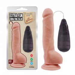 Nude vibrator with suction cup and remote control Extra Fun Vibrating Dildo