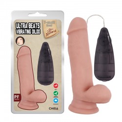 Nude vibrator with suction cup and remote control Ultra Beats Vibrating Dildo