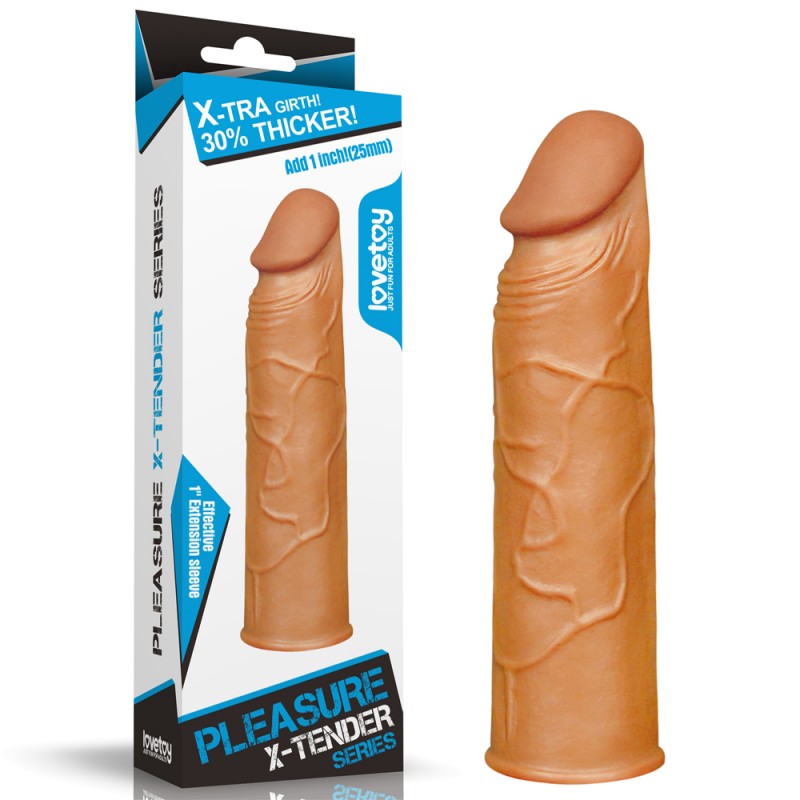 Супер реалистичная удлиняющая насадка на член Pleasure X Tender Penis Sleeve Brown. Артикул: IXI60744