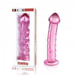 Glass dildo with pimples pink Glass Romance