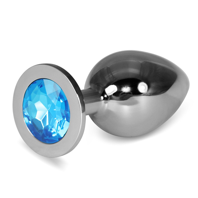 Butt Plug with Blue Stone Rosebud Classic Metal Plug Large. Артикул: IXI60767