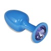 Blue butt plug with blue stone in Rosebud Blue gift box