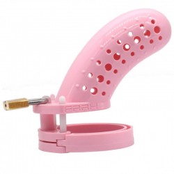 New Type Male Chastity Device with Perforated design Cage Long Pink   