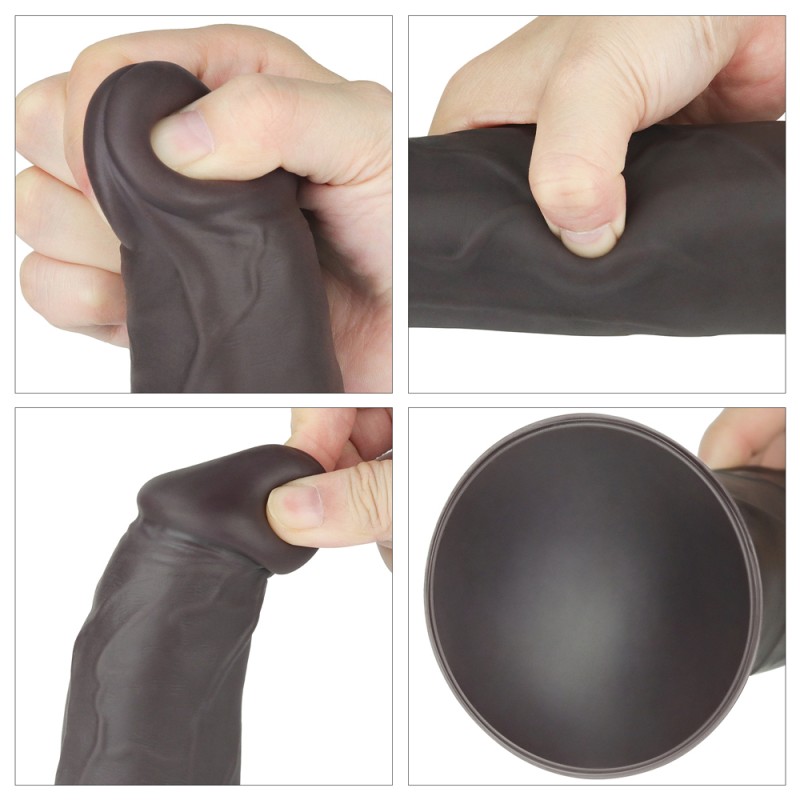 Двухслойный вибратор на присоске Dual Layered Platinum Silicone Rotator Black 9.0. Артикул: IXI60868
