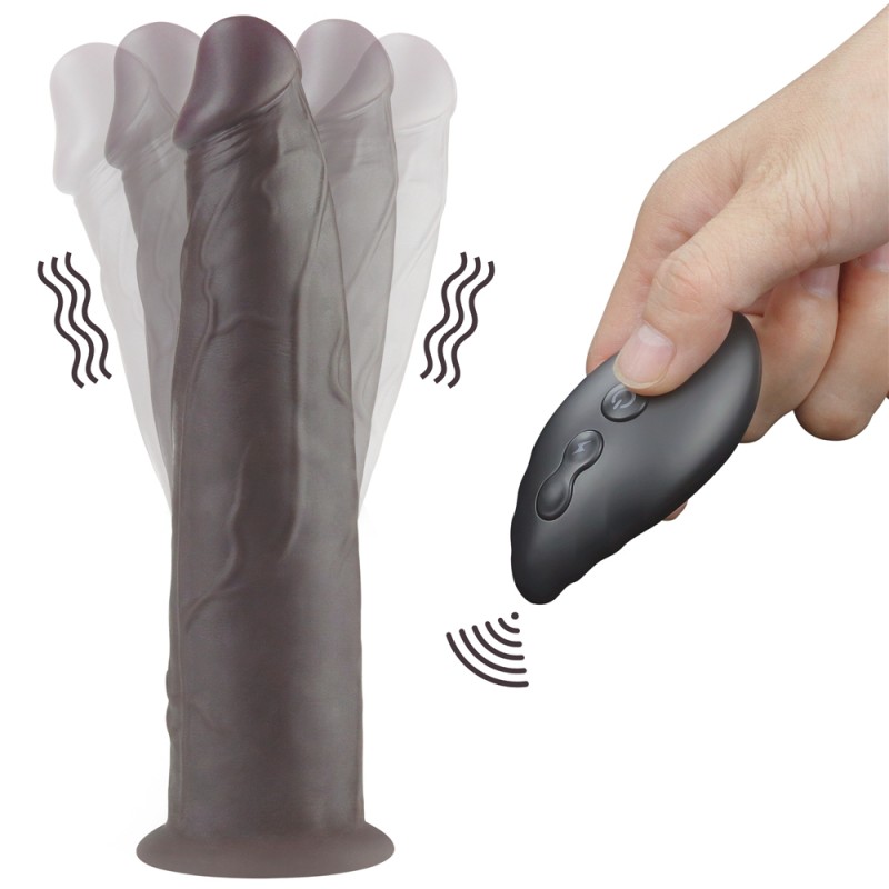 Двухслойный вибратор на присоске Dual Layered Platinum Silicone Rotator Black 9.0. Артикул: IXI60868