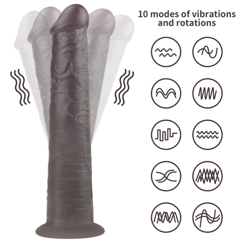 Двухслойный вибратор на присоске Dual Layered Platinum Silicone Rotator Black 10.0. Артикул: IXI60869