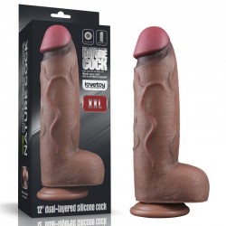 Dildo Giant Suction Cup Dual Layered Silicone Cock XXL 12.0