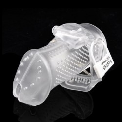 Male Chastity Device with Perforated design Cage CLEAR small   