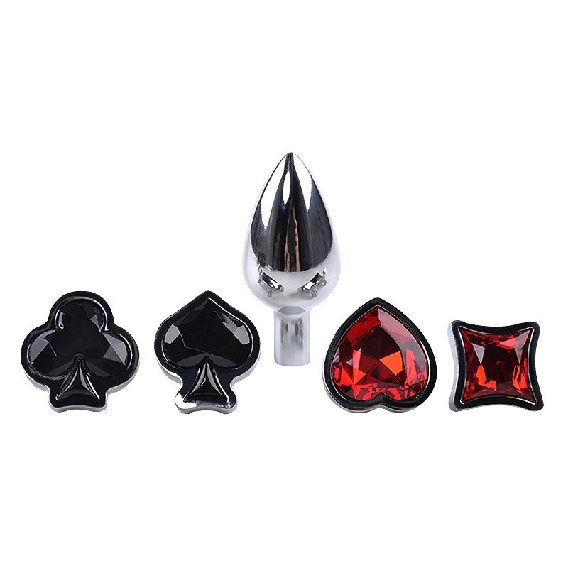Metal butt plug with a set of interchangeable tips in a poker style. Артикул: IXI61001