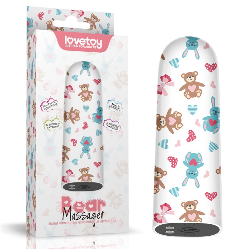 Компактный вибратор с принтом Rechargeable Bear Massager. Артикул: IXI61013