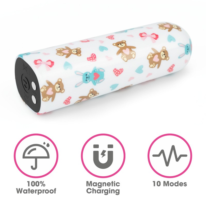 Компактный вибратор с принтом Rechargeable Bear Massager. Артикул: IXI61013